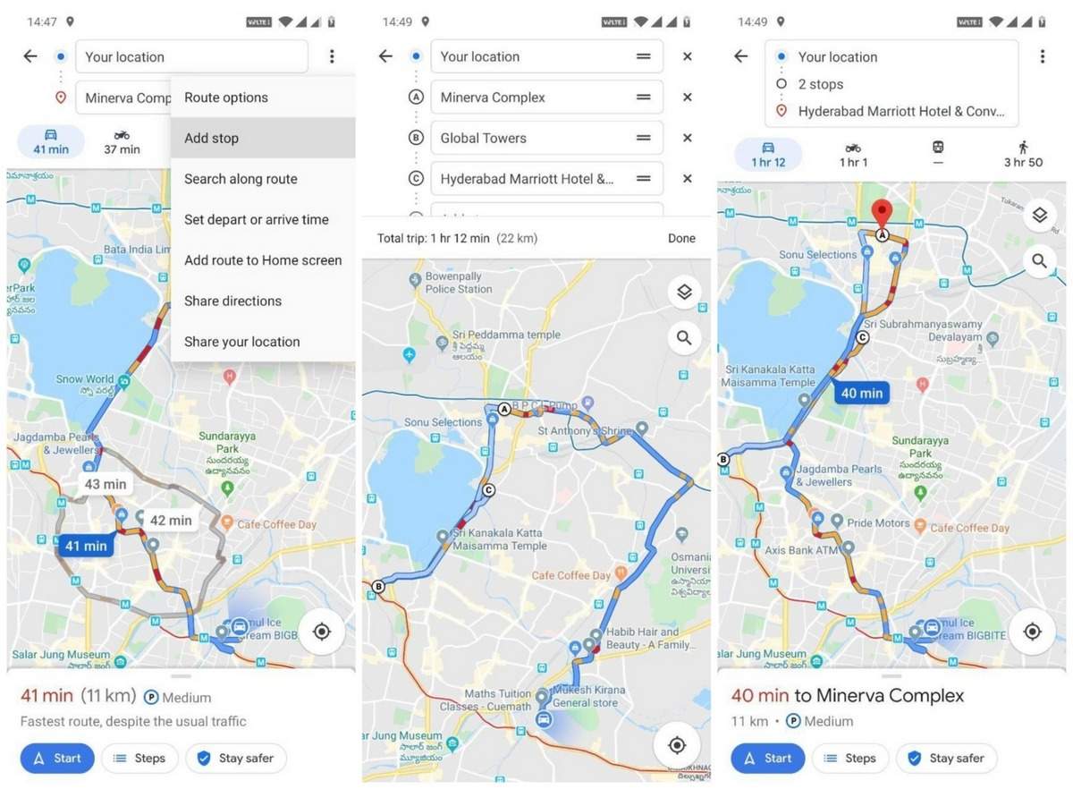 plan trip google maps multiple stops
