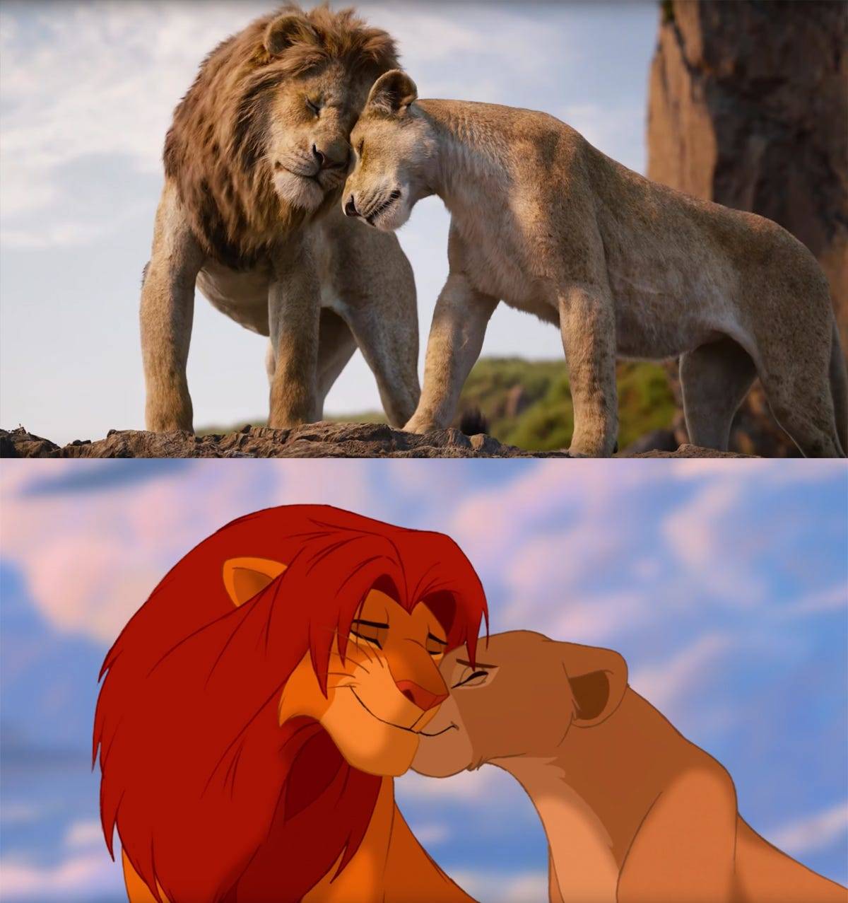 The above is a shot of Simba and Nala from the 2019 version of "The Li...