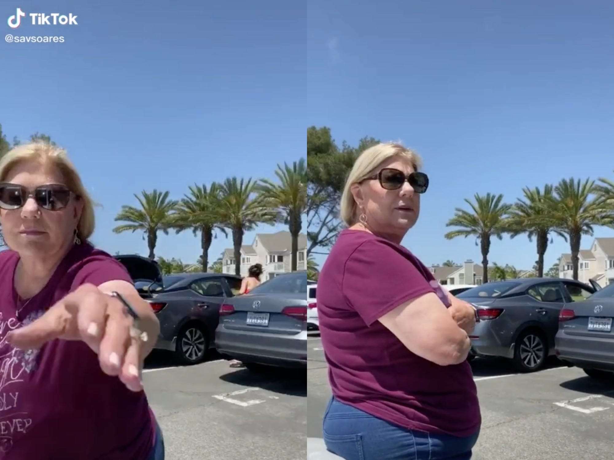 A New Parking Lot Karen Is Going Viral On Tiktok For Physically Blocking Someones Car From An 