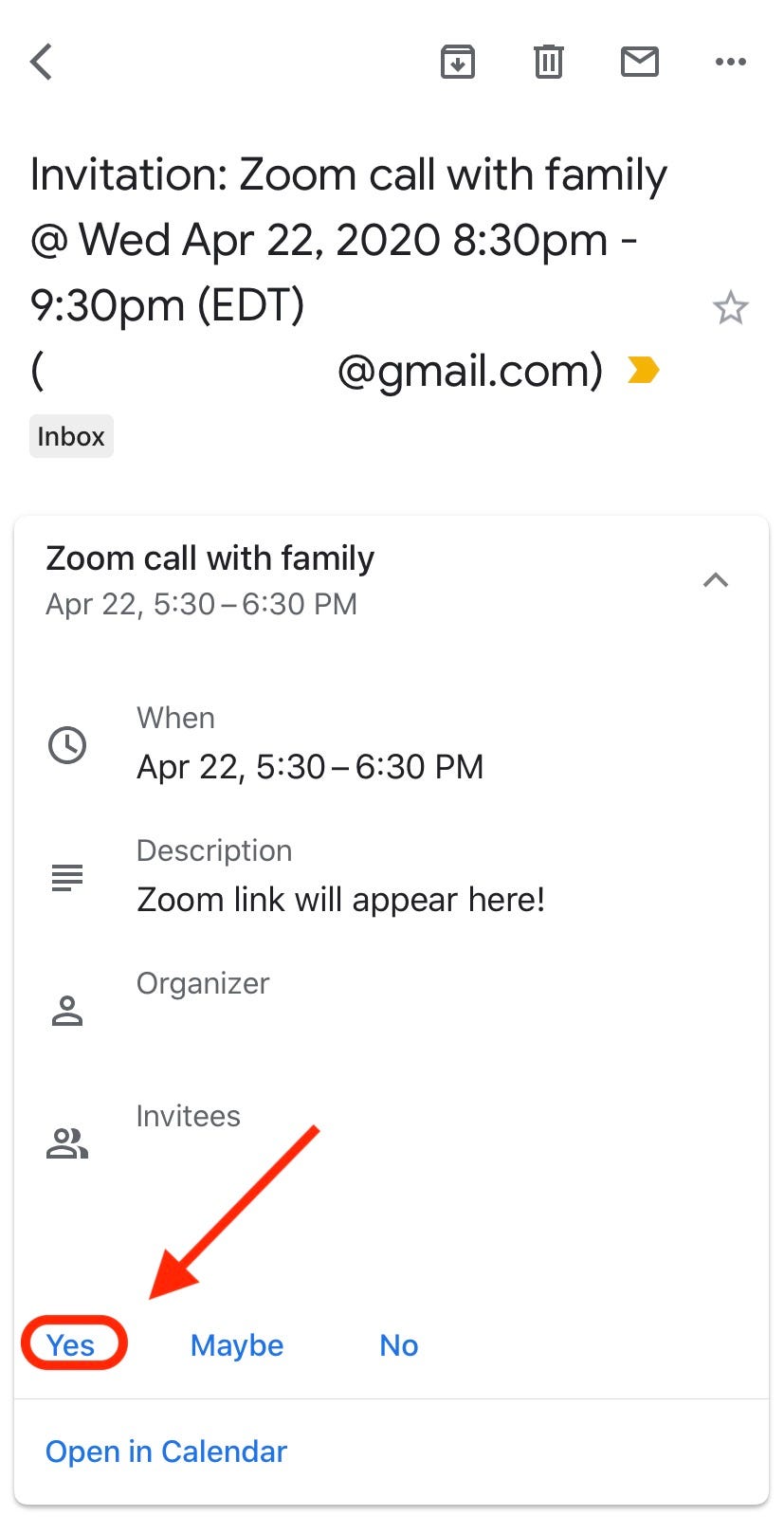How to accept a Google Calendar invite on your computer or mobile