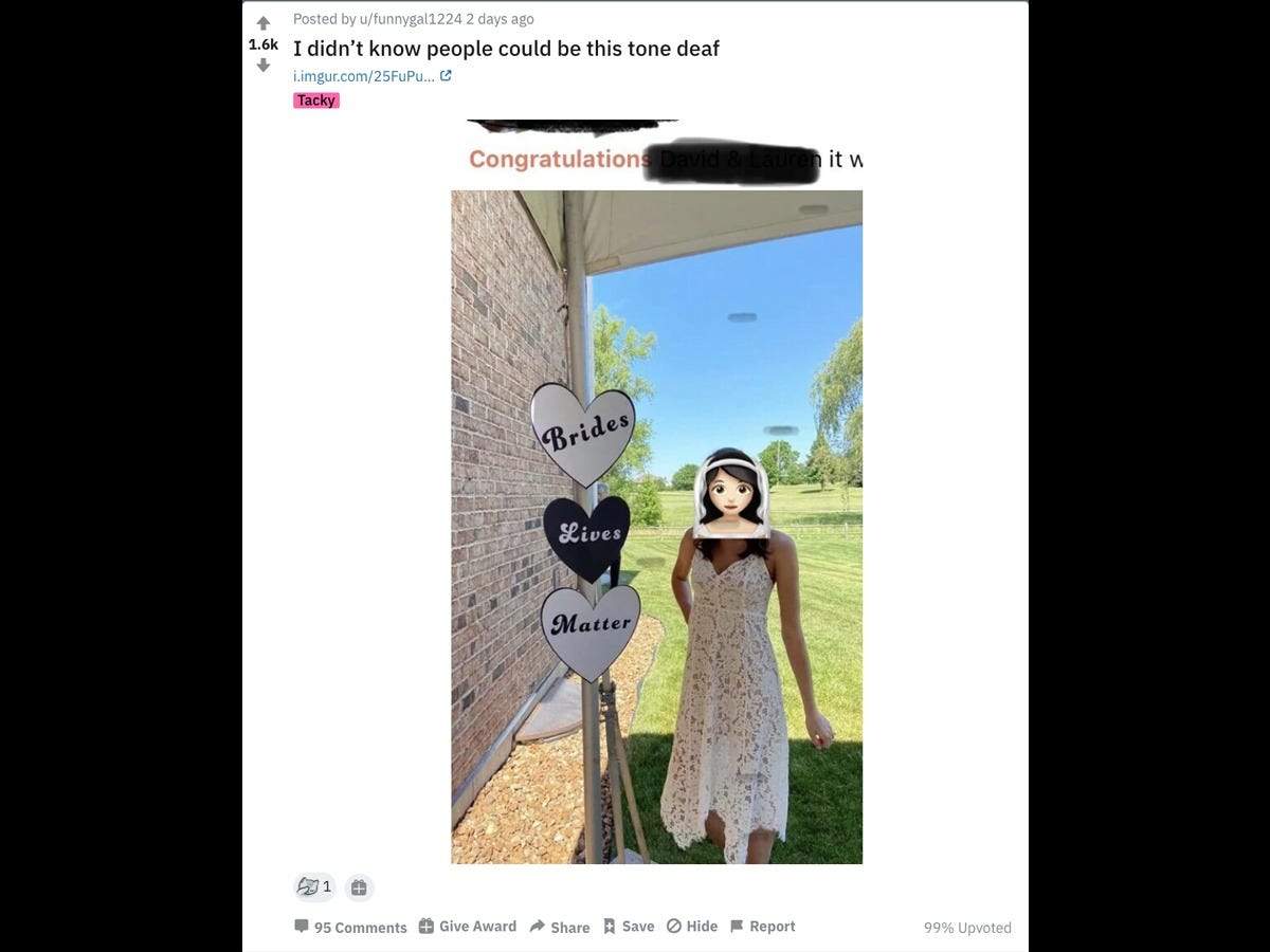 Wedding Shaming Reddit Calls Out Woman With Brides Lives Matter