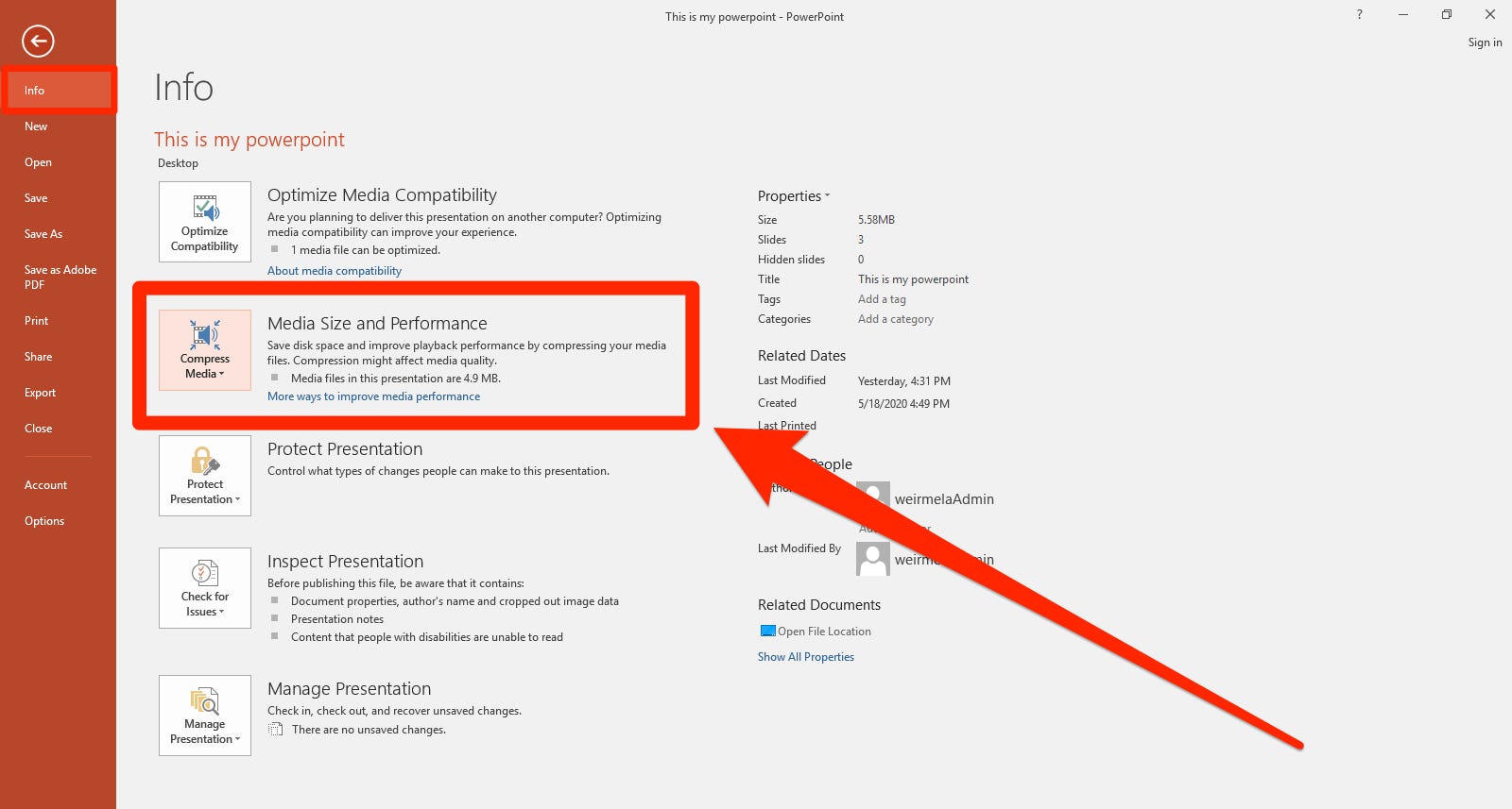 compressing powerpoint presentation