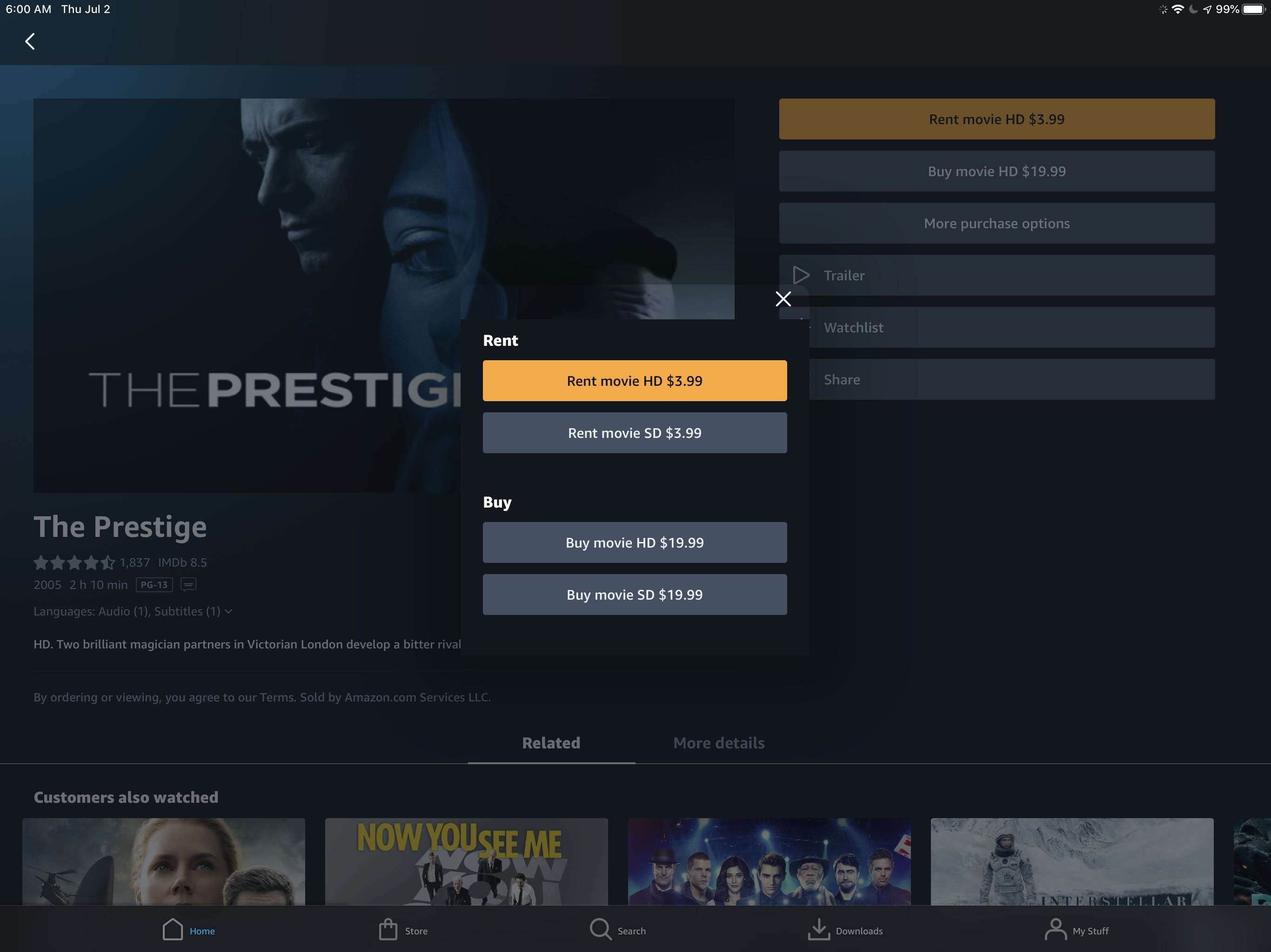 amazon prime video movie rental