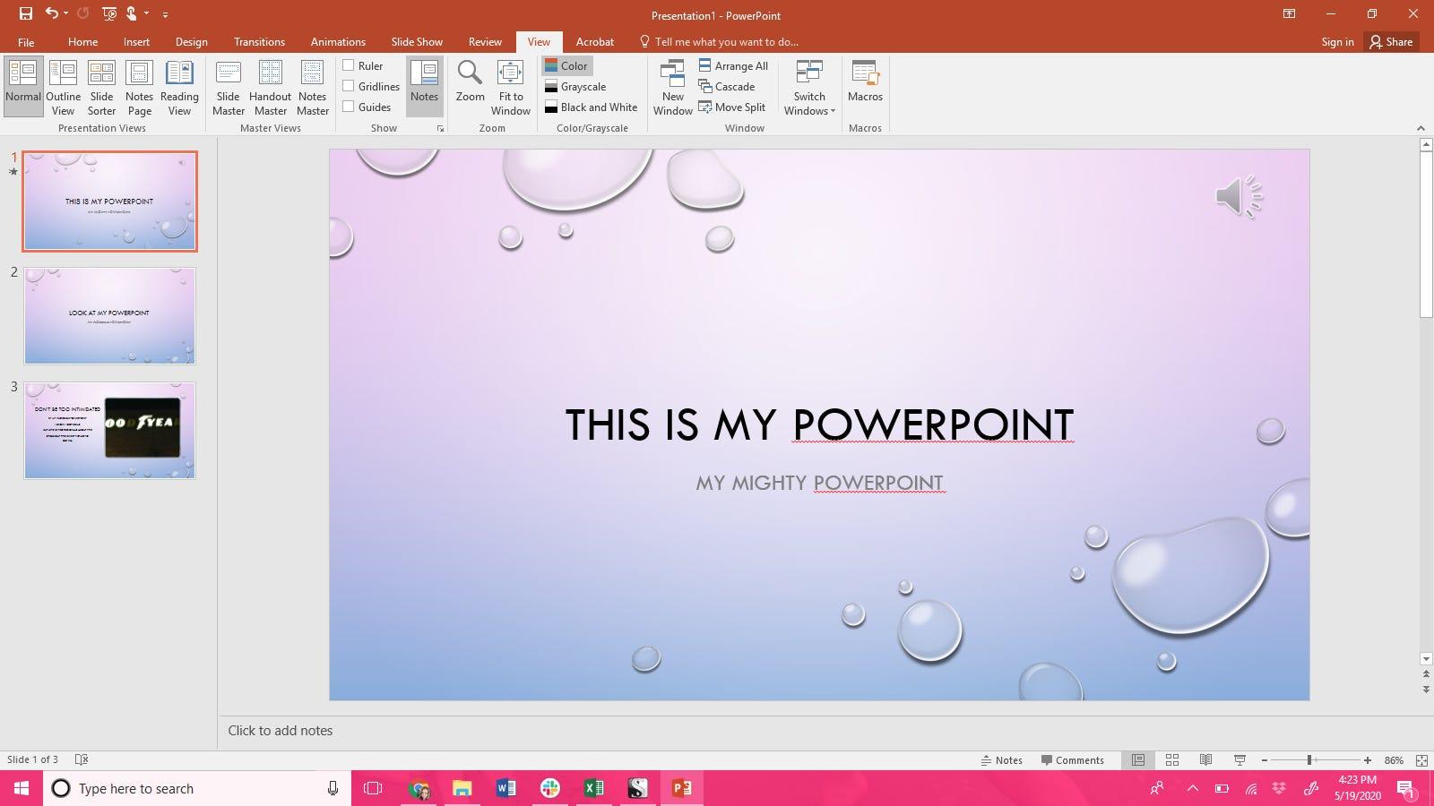 share powerpoint presentation and see notes