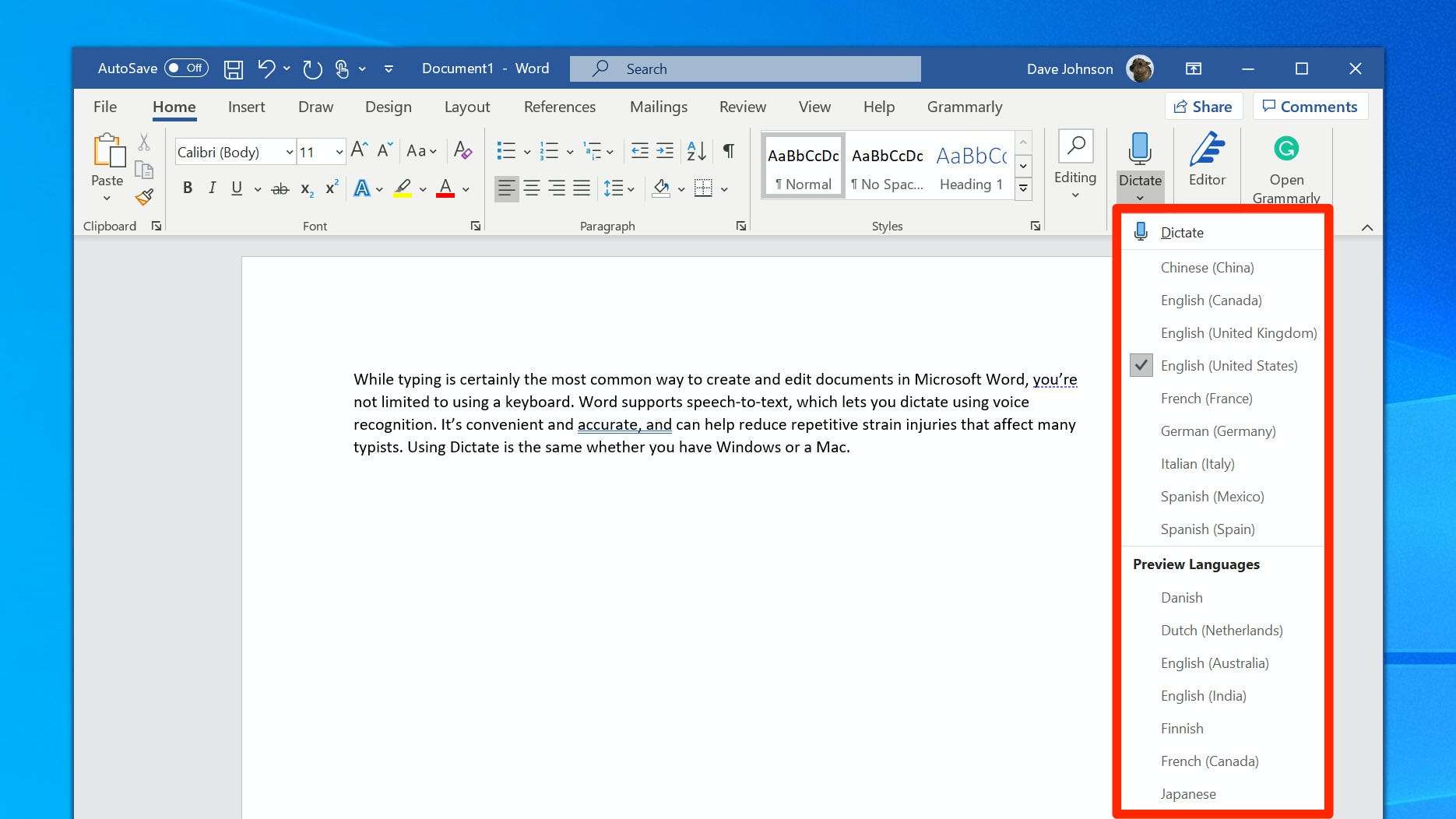 speech writing in microsoft word