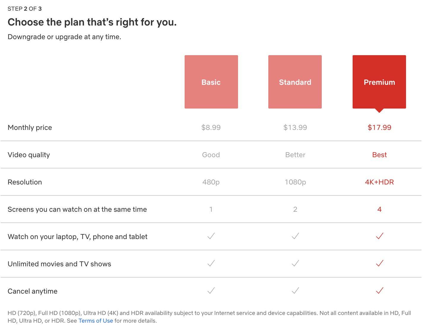 Netflix is raising the price of its standard and premium 4K plans in