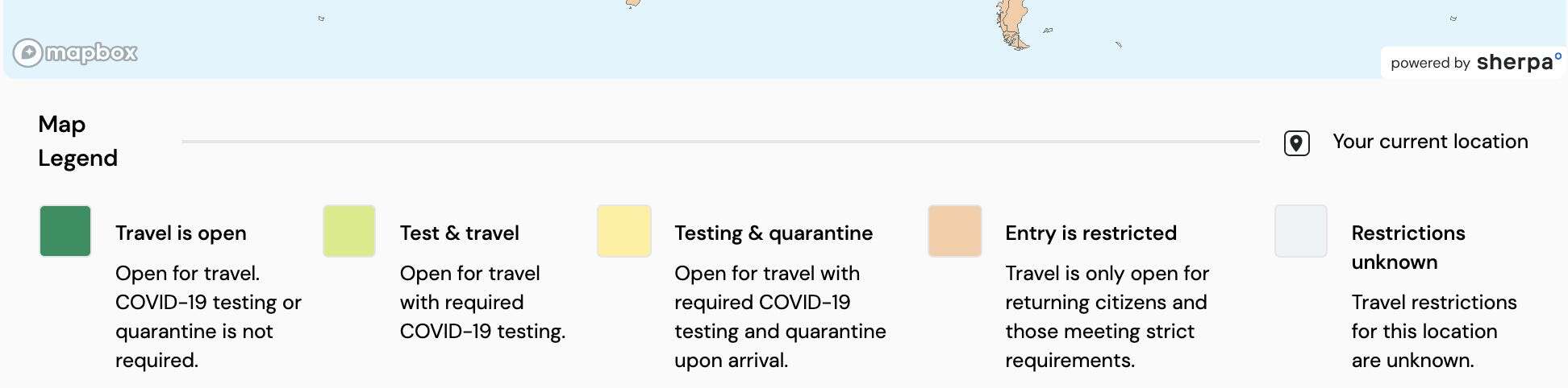 An interactive map shows where you can travel right now depending on your location and vaccination status