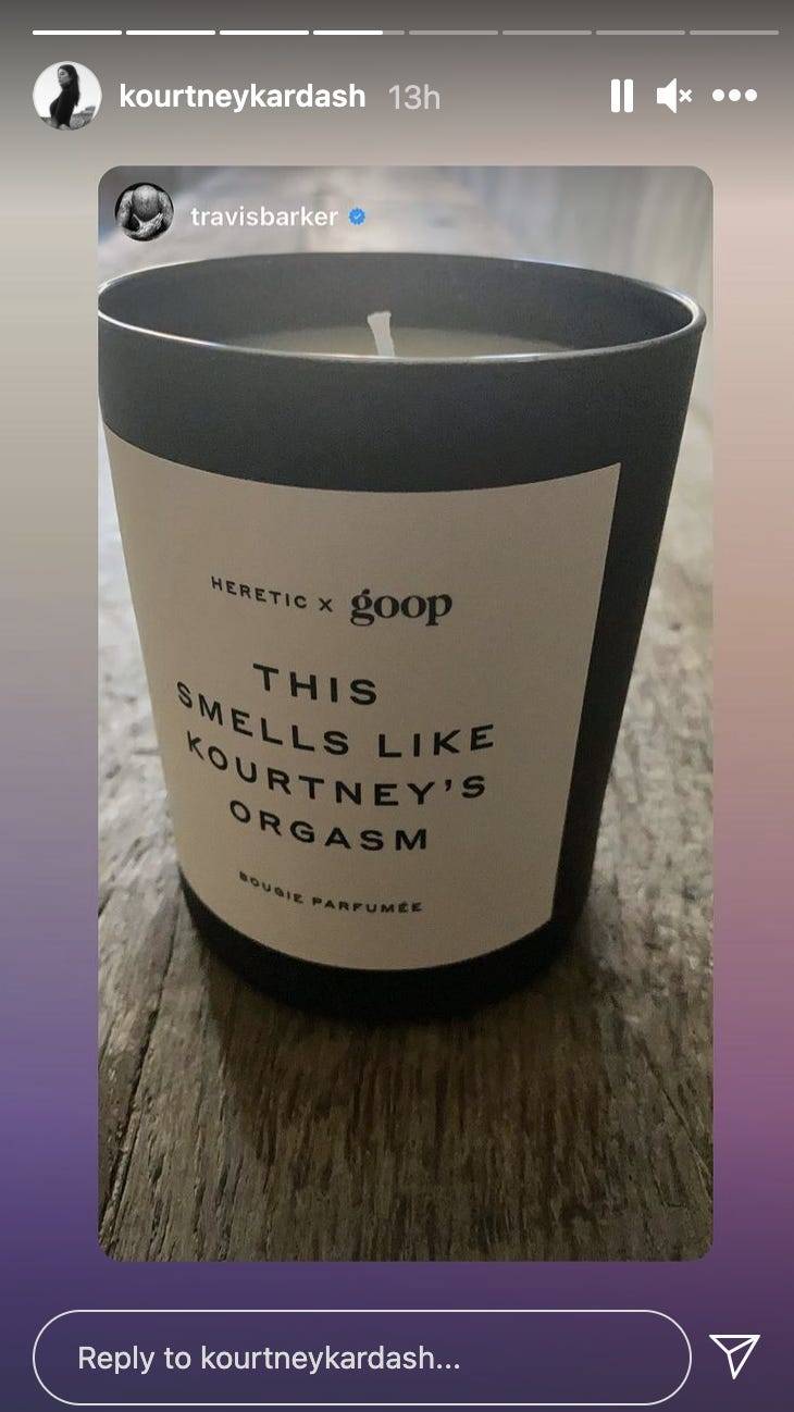 Travis Barker has a Goop candle that 'smells like Kourtney's orgasm'