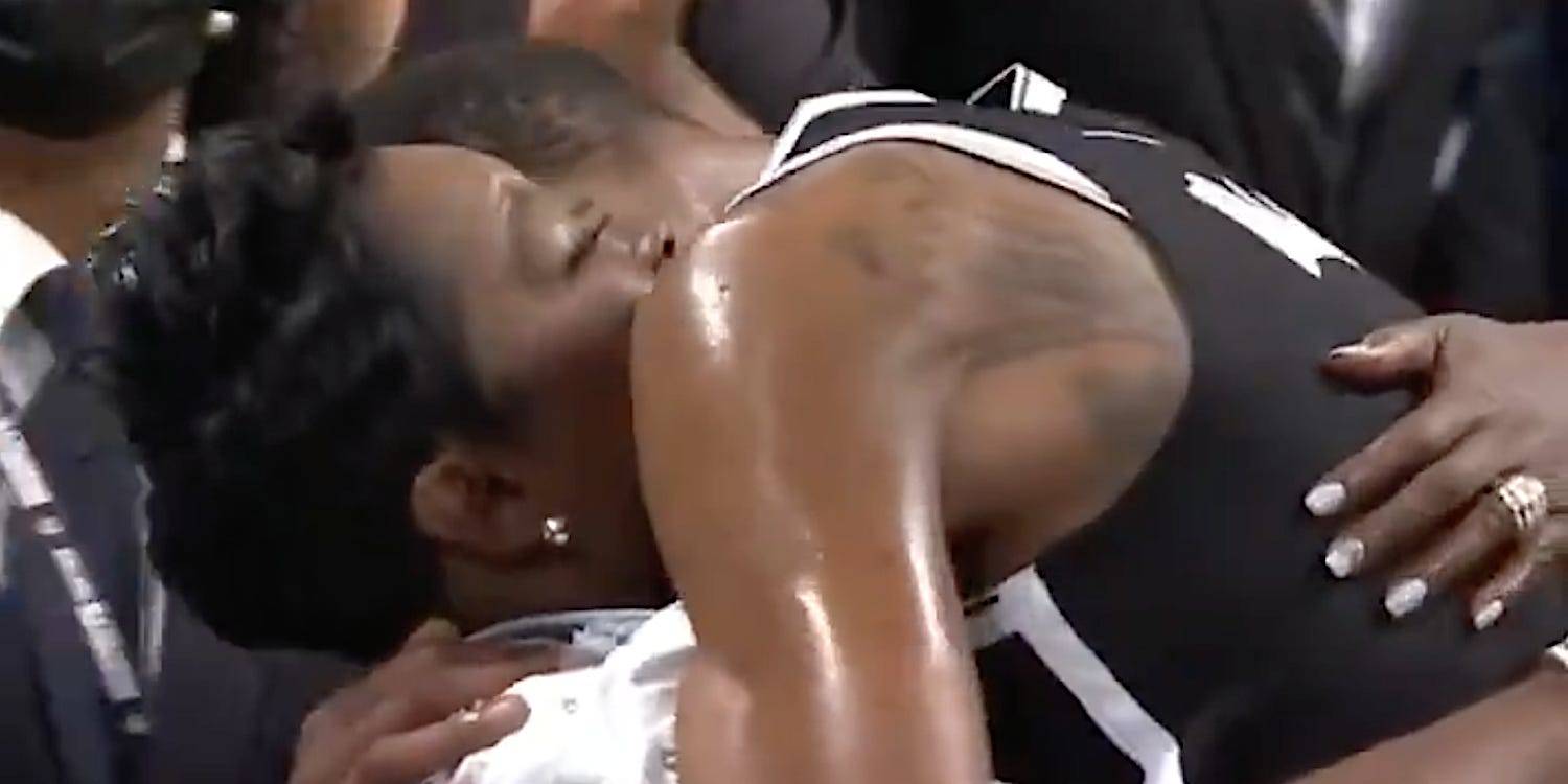Kevin Durant’s mom gave him a sweet hug after he air-balled the game-tying shot in the final moments of classic Game 7