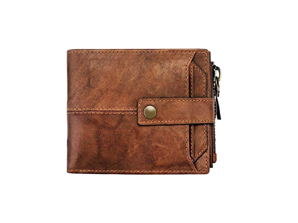 1pc Genuine Leather Business Men Wallets Zipper Card Holder High Quality Male  Purse New Vintage Coin Holder Men Wallets | High-quality & Affordable | Temu