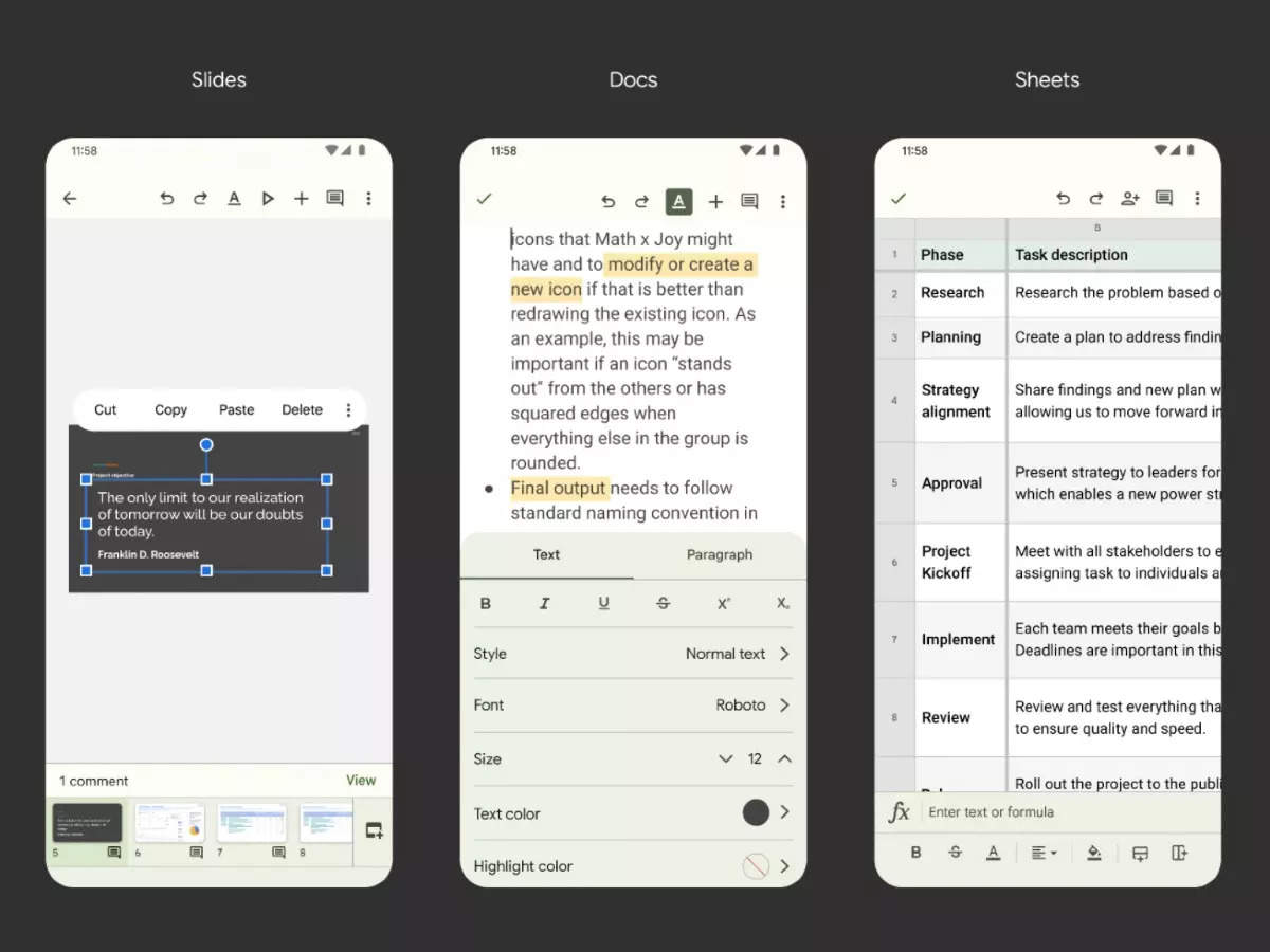 Google Workspace apps like Gmail, Docs, Sheets and more get content designed for you