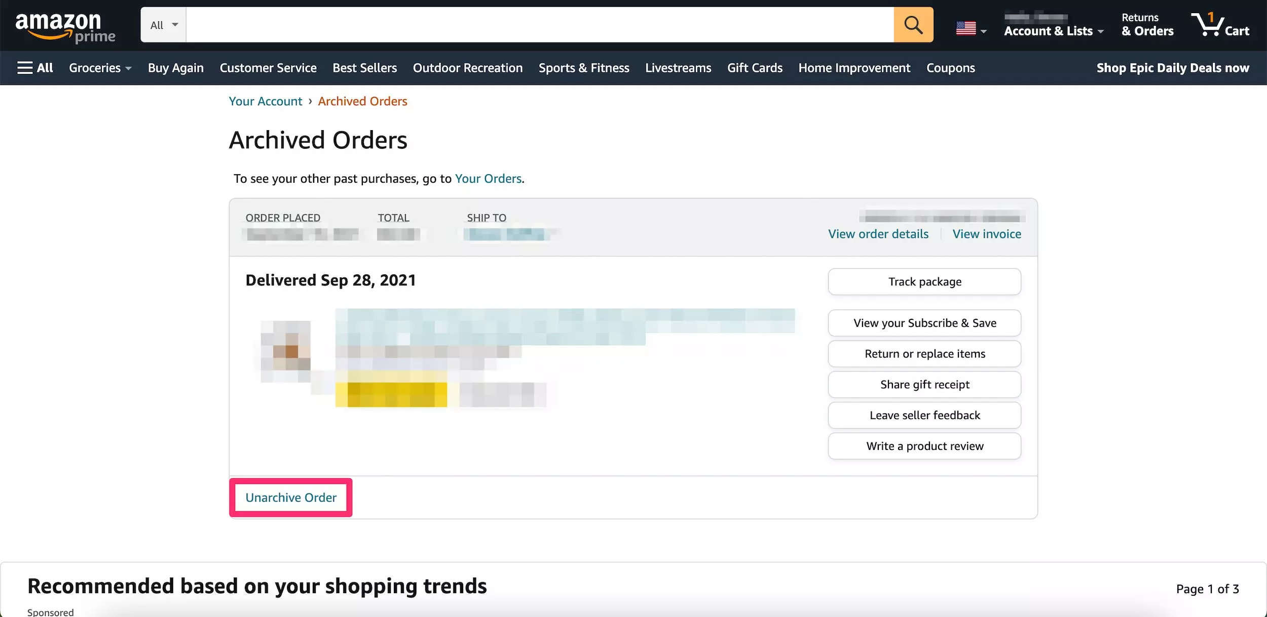 How to archive Amazon orders and view or hide items in your archive