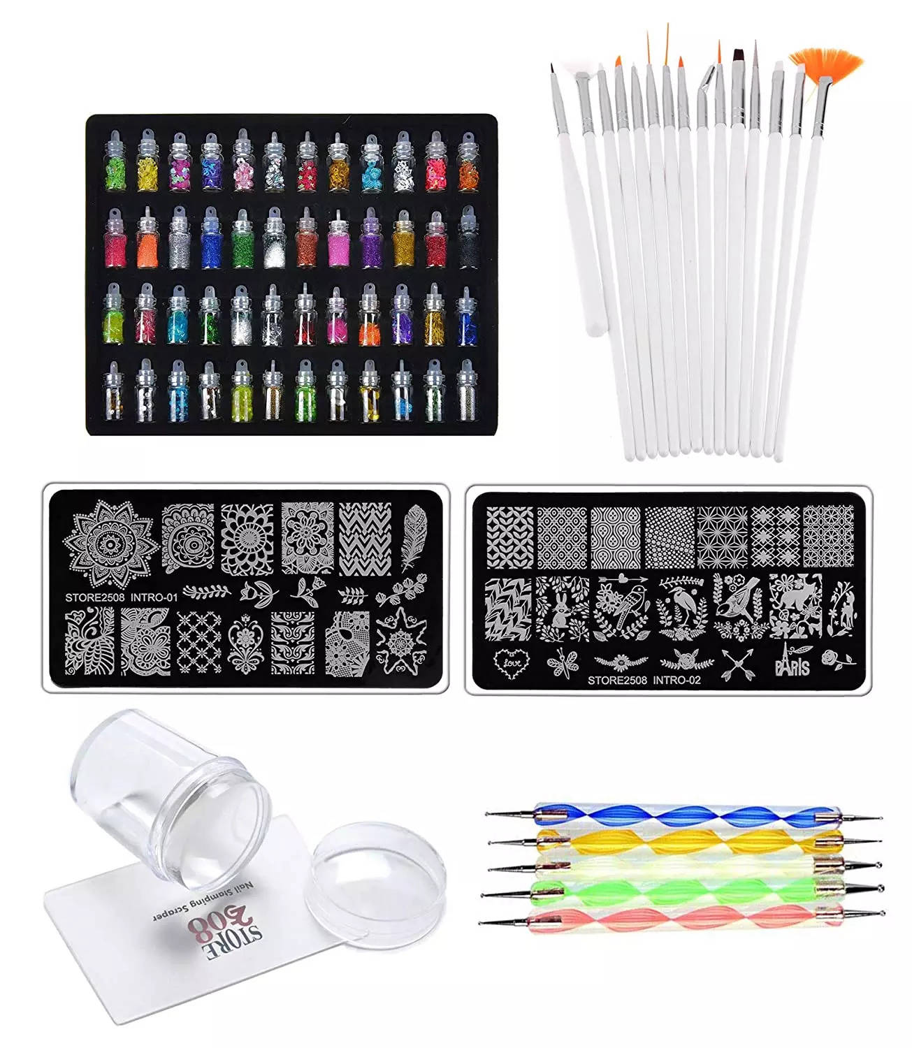 Buy Royalkart Nail Stamping Kit 1 Stamping Image Plate, 1 Double-Sided  Stamper & Scraper & Nail Art Wheel Online at Best Prices in India - JioMart.