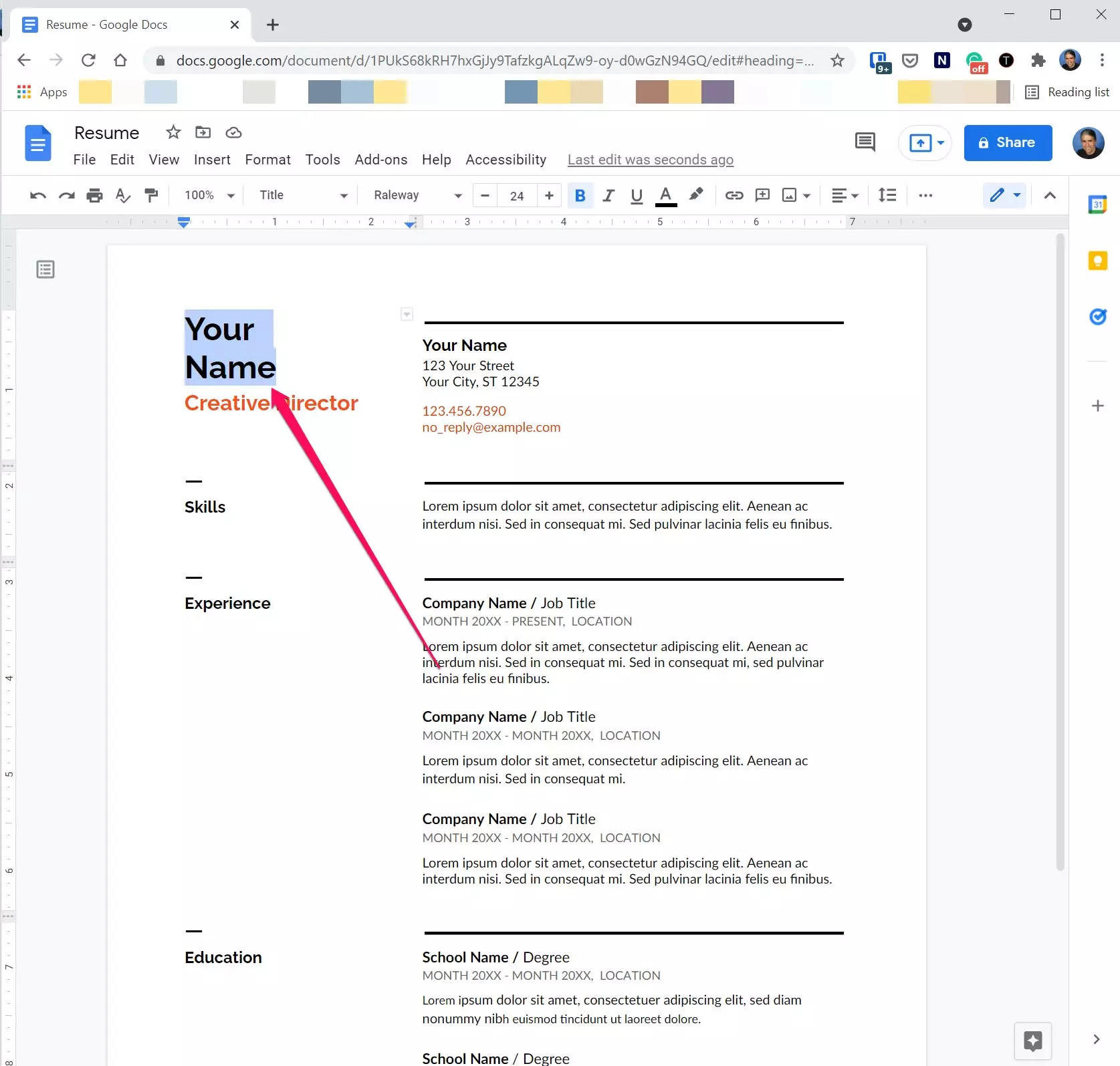 How to use the Google Docs résumé template to create and edit a professional document for job applications