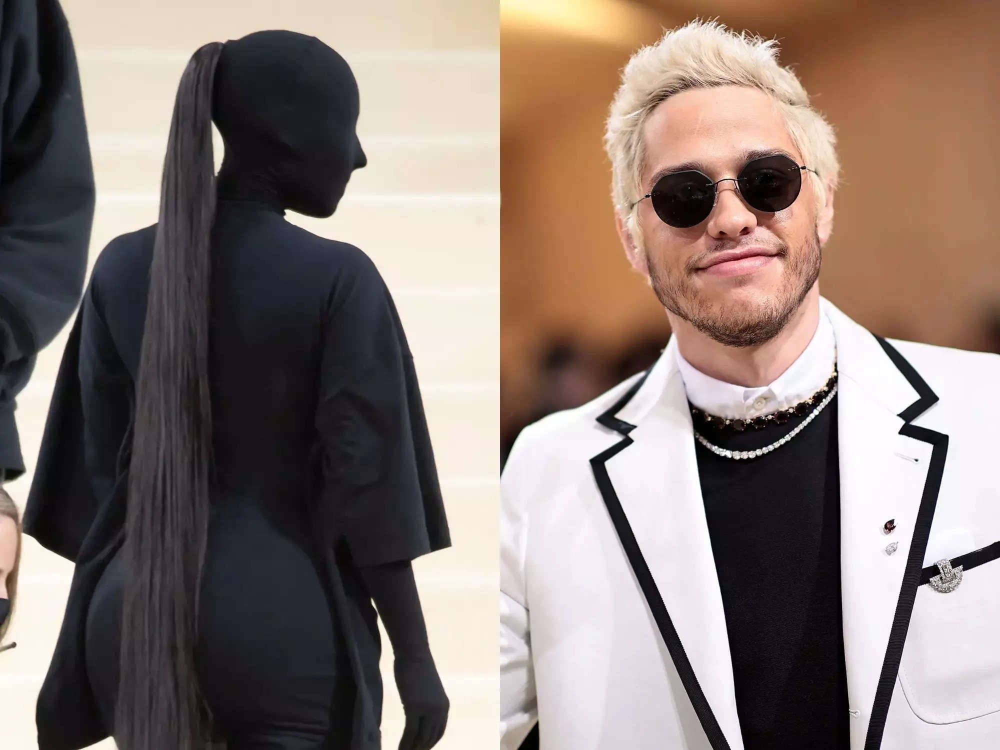 
Kim Kardashian says Pete Davidson tried to give her his number when they first connected at the Met Gala, but she couldn't use her phone because of her outfit
