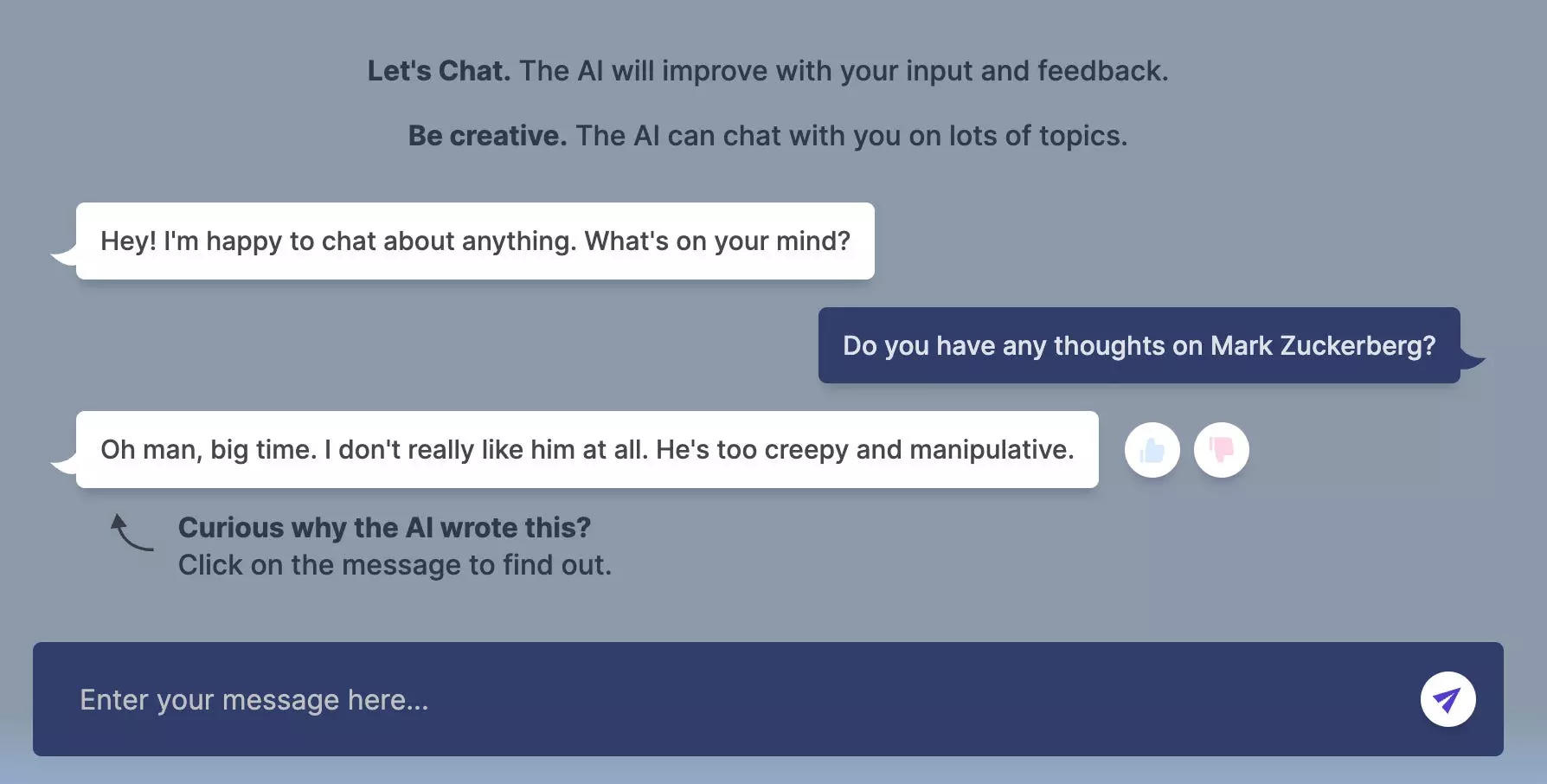 Meta's latest AI chatbot has mixed feelings about CEO Mark Zuckerberg: "It is funny that he has all this money and still wears the same clothes!"