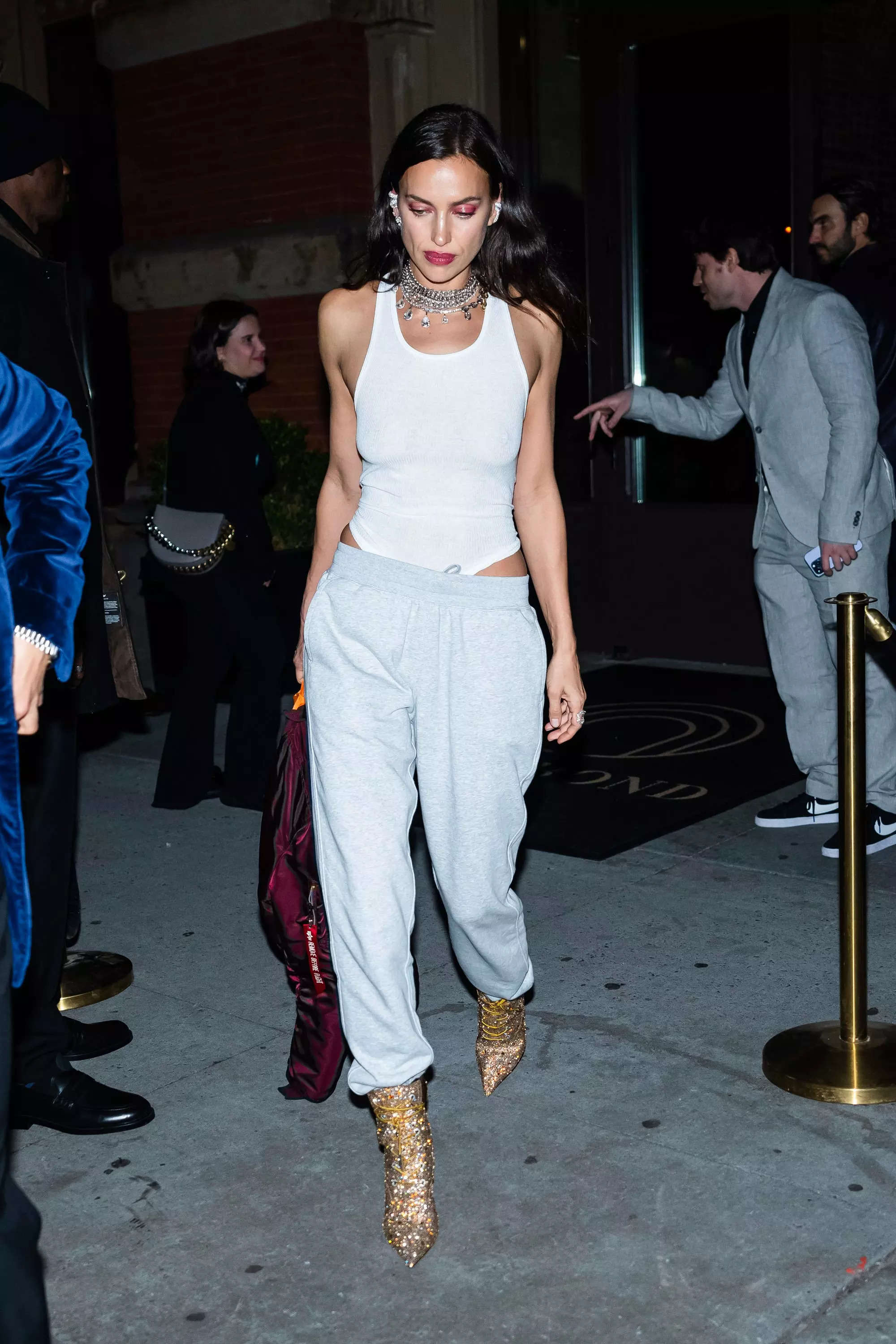 Irina Shayk broke one of Karl Lagerfeld's fashion rules by wearing  sweatpants, which the designer called 'a sign of defeat,' to a Met Gala  after-party
