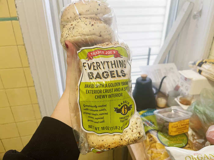 For breakfast, I find that I can't go wrong with the chain's everything bagels.