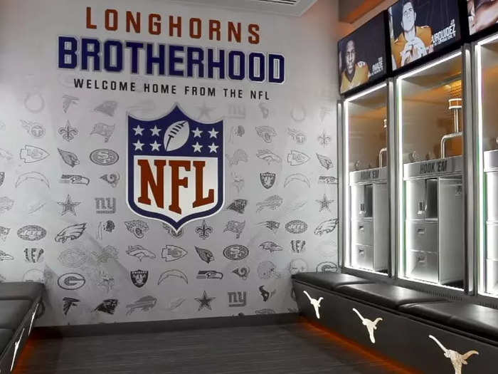 There is a not-so-subtle reminder on the back wall that the University of Texas can help players get to the NFL.
