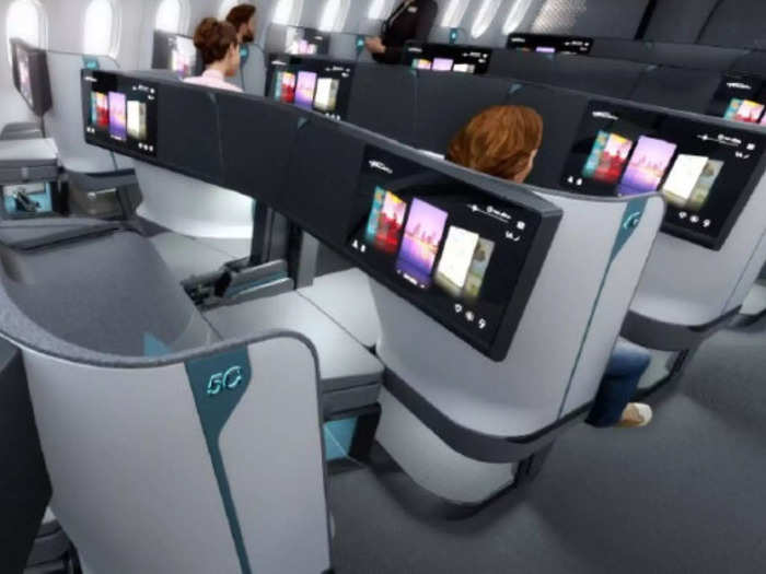 At first glance, Optimares' business class concept is visually similar to other premium cabins with its 1x2x1 layout and privacy wings.