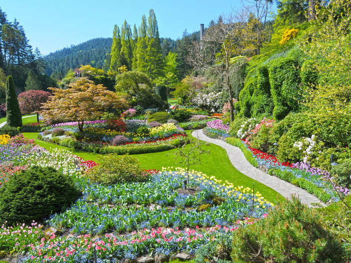 Butchart Gardens is located in Victoria, Canada, also known as the "city of gardens."