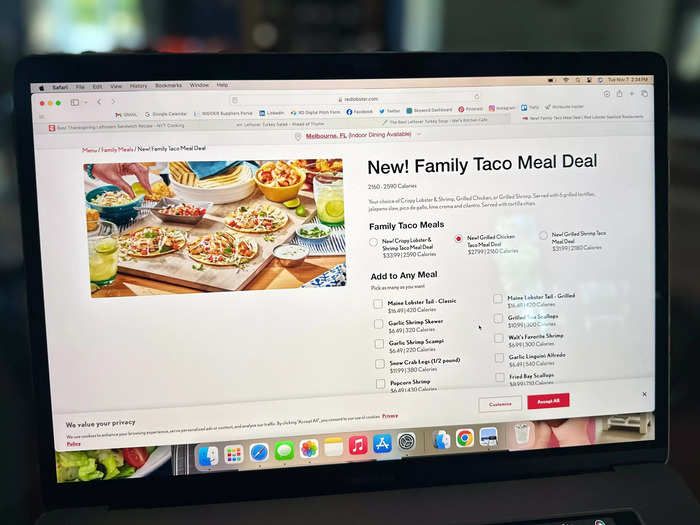 Red Lobster's family taco meal deal was easy to order.