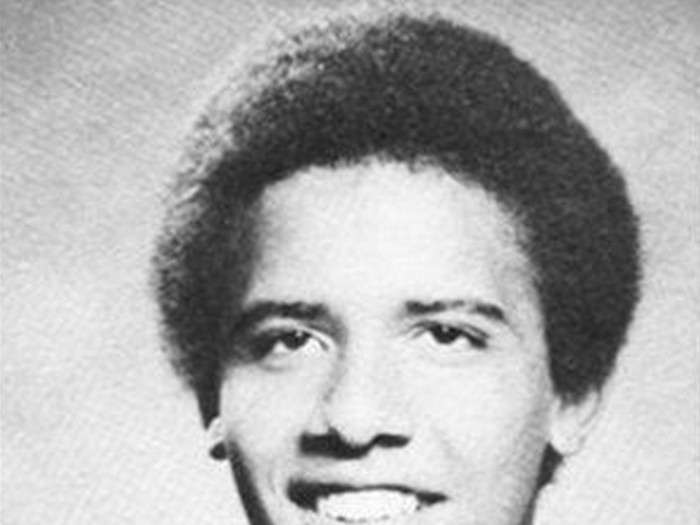 A young Barack Obama — with a massive collar — at the Punahou School in Hawaii.