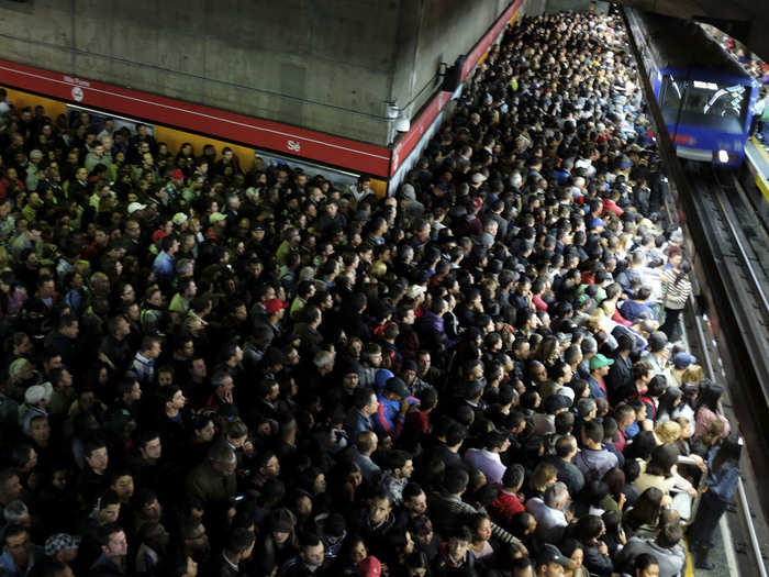 Sao Paulo, Brazil is home to some of the world's biggest traffic jams, and its subway stations are a bit overcrowded.