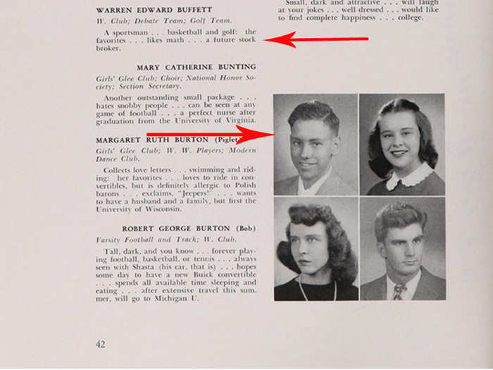 Warren Buffett said he wanted to be a 'stock broker' in the 1947 Woodrow Wilson High School yearbook.