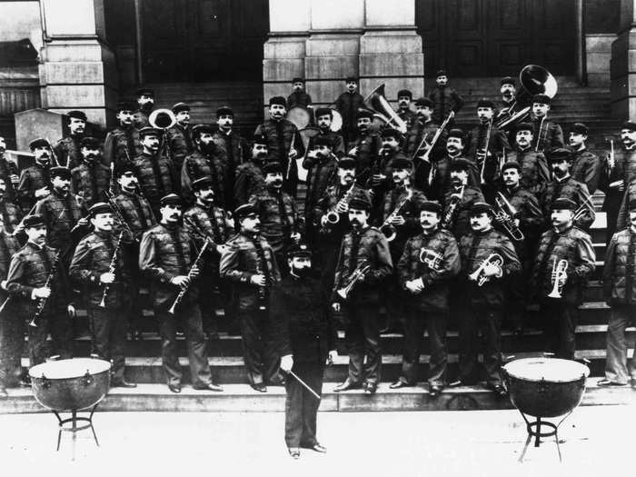Created in 1798 the Marine Corps Band was called "The President’s Own" by President Jefferson during his inaugural ball. Since then, the band has played at every presidential inauguration. Here they are in 1893.