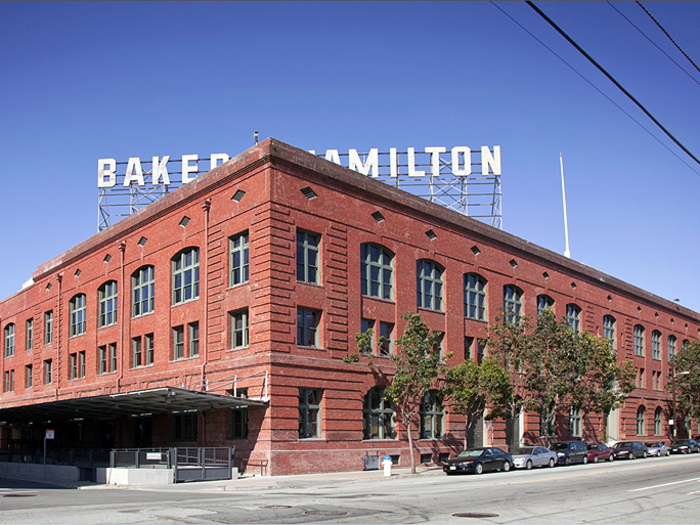 The Baker-Hamilton building began construction in 1904, was completed in 1905, and miraculously survived the major earthquake and fires of 1906. The original owner's sign is still there.
