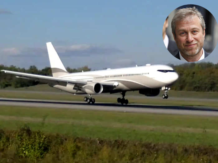 Russian billionaire Roman Abramovich's Boeing 767-33A, usually docked at Luton Airport north of London, is reportedly decorated with a gold interior.