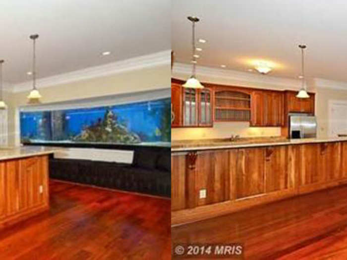 The before and after picture of the fish tank. It must not have been a big selling point...