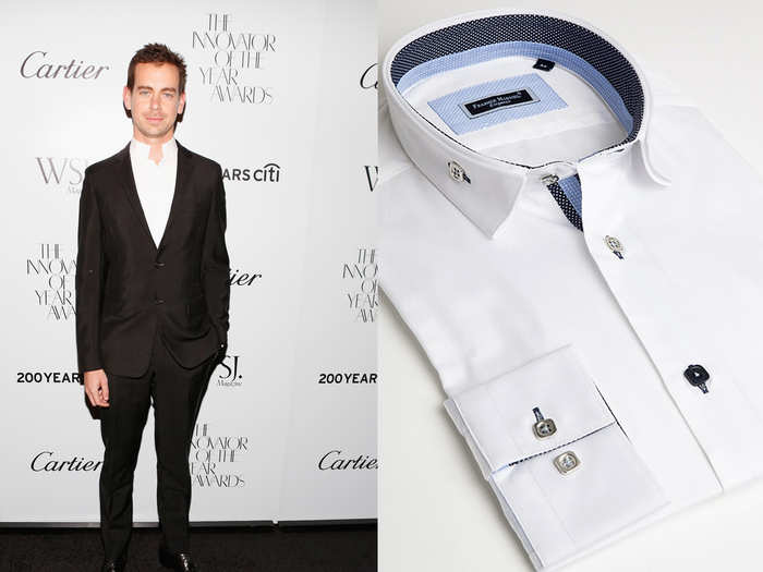 Square CEO Jack Dorsey is considered by many to be one of the most stylish men in tech, regularly donning leather jackets and slim suits by Prada and Hermès. He's also grabbed attention with his Dior Homme reverse-collar dress shirts, a sort of stylish take on the popped collar. You can snag a similar style from Frank Michel's online store for $80.