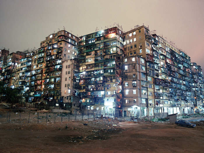 Kowloon Walled City was a densely populated, ungoverned settlement in Kowloon, an area just north of Hong Kong. What began as a Chinese military fort evolved into a squatters' village comprising a mass of 300 interconnected high-rise buildings.