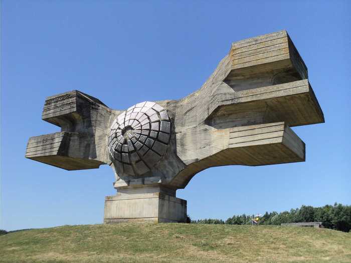 The "Monument to the Revolution" built in Croatia (then Yugoslavia) is an abstract sculpture dedicated to the people of Moslavina during World War II.