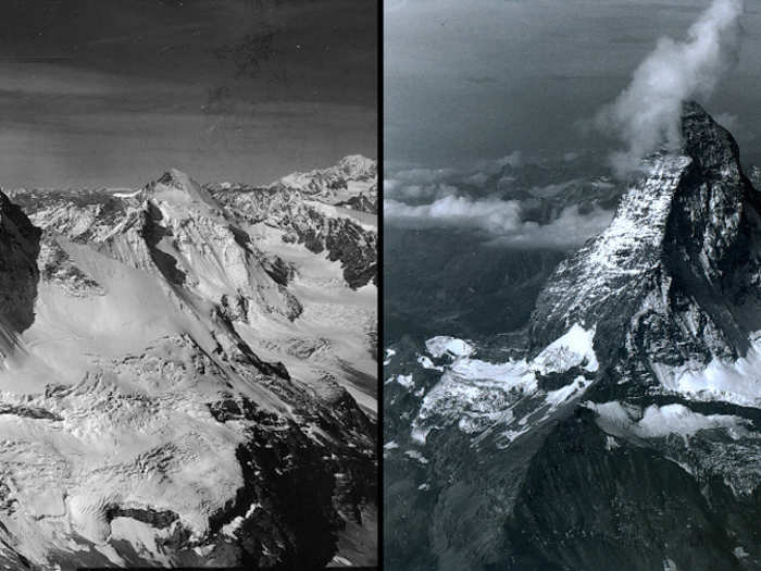 Snow melt on Matterhorn Mountain, Switzerland, August 1960 vs. August 2005