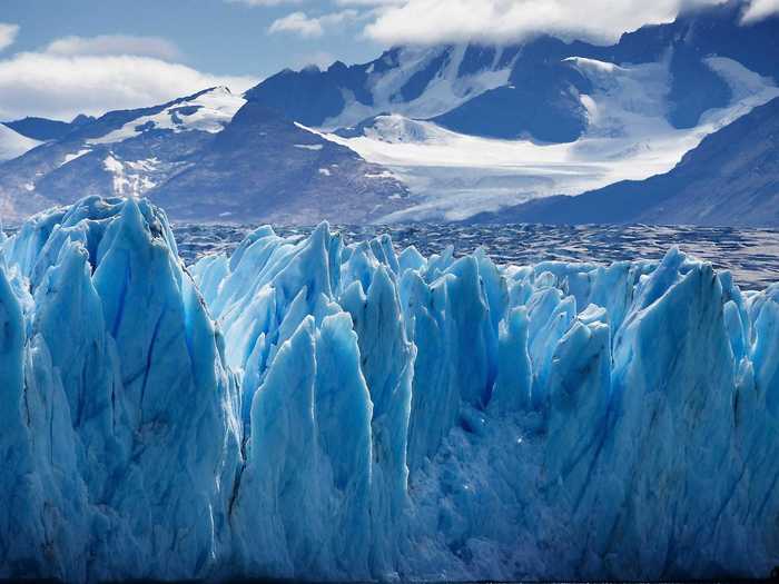 Marvel at the icy blue Upsala Glacier, a valley glacier in Argentina's Los Glaciares National Park in Patagonia.