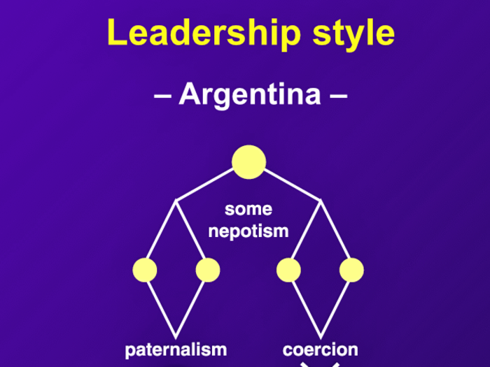 In Argentina, "nepotism is common, and staff are manipulated by a variety of persuasive methods ranging from paternalism to outright coercion."