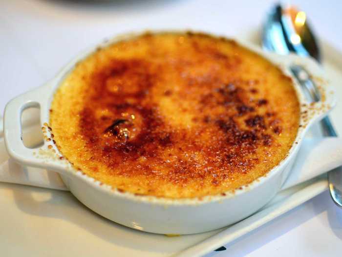 Crème brûlée is a favorite dessert all over France. It's a mix of rich, creamy custard topped with a layer of hard, crunchy caramel that's just slightly browned.