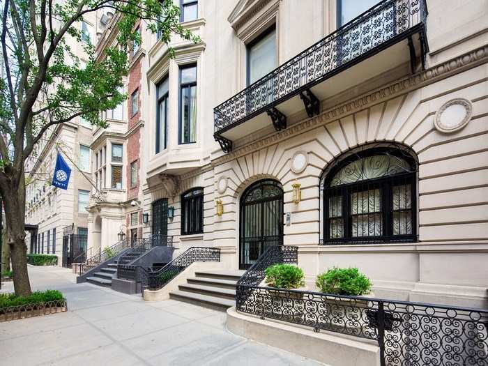 Less than a block from Central Park, the townhouse mansion is built entirely of limestone.