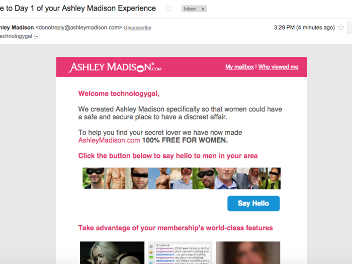 while i was waiting i received the first of many emails id get from ashley madison