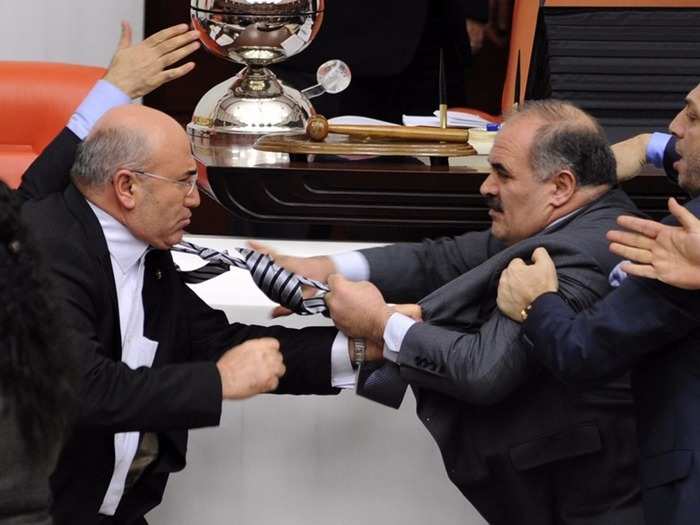13. Turkey: 3.1. The country's politicians are just as famous for brawling in parliament as they are for being dogged by corruption. A scandal in 2013 is still rumbling on after police raided several homes of the ruling elite and found millions of dollars in cash, allegedly used for bribery.