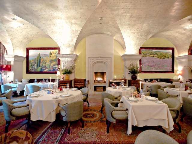 The Restaurant S Main Dining Room Features Vaulted Ceilings