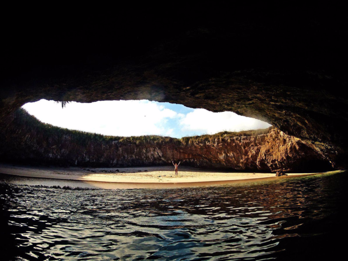 The "Hidden Beach" of the Marieta Islands sits tucked away under the surface, but once travelers arrive, they'll find a stunning secret beach with crystal-clear waters. The beach is accessible through a long water tunnel that visitors can either swim or kayak through.
