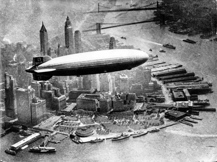 Prior to the age of the airliner, Zeppelin airships ruled the skies over the north Atlantic — connecting cities like New York with Western Europe.  Zeppelin's fleet of airships included such colossal creations like the Graf Zeppelin and the Hindenburg (seen here) along with the less famous Graf Zeppelin II.