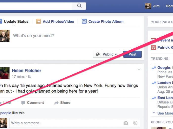 1. We'll deal with ad-tracking first. Click on the down arrow at the far right of your Facebook page.