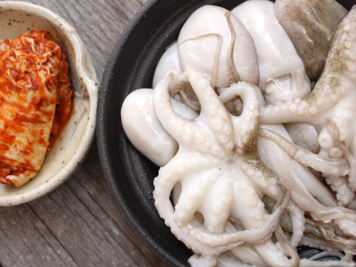 Sannakji is a raw Korean octopus dish that squirms on the plate. Its recent popularity in Instagram videos has made it perhaps the most well-known live dish. Baby octopus is cut into small pieces, lightly seasoned in sesame oil and served immediately.