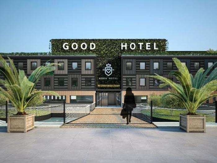 The Good Hotel will float on the Thames, and it will be accessible by bridge.