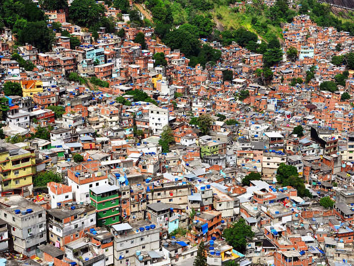 An aerial view of the Rocinha — one of Rio's many favelas.